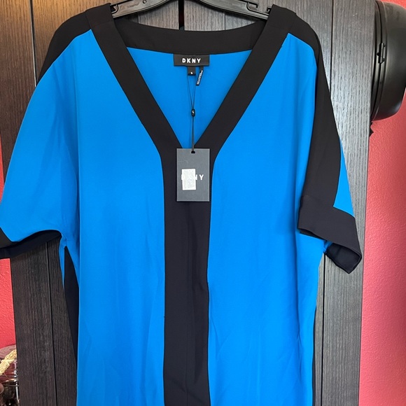 DKNY Color Block Blouse loose fit XL NWT - Picture 1 of 8
